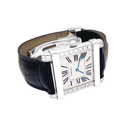 Montre Cartier - Montre Tank Chinoise en platine, or blanc et diamants 58 Facettes 35855