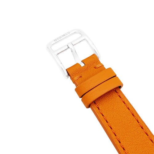 Montre Hermès - Montre Heure H pour femme en acier, cadran orange 58 Facettes 35997