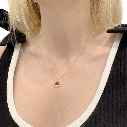 Collier Bulgari - Collier Divas' Dream en or rose 750, cornaline et diamants 58 Facettes 36081