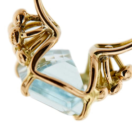 Bague 57 Bague vintage en or rose 18 ct avec aigue-marine 6,50 ct 58 Facettes 28613