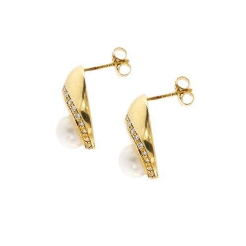 Boucles d'oreilles Boucles d’oreilles goutte en or jaune 18 ct, perles et diamants 58 Facettes 20795