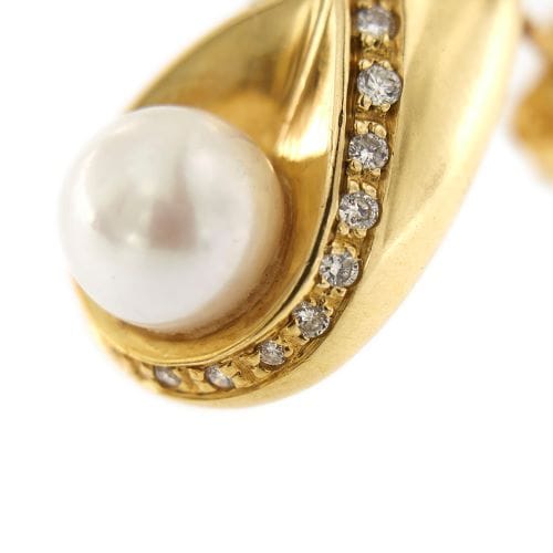 Boucles d'oreilles Boucles d’oreilles goutte en or jaune 18 ct, perles et diamants 58 Facettes 20795