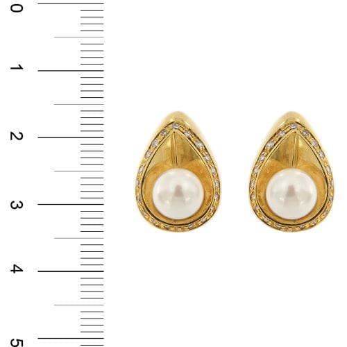 Boucles d'oreilles Boucles d’oreilles goutte en or jaune 18 ct, perles et diamants 58 Facettes 20795
