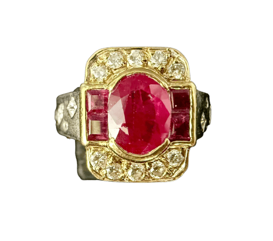 Bague 53.5 Bague en or blanc 18 carats, rubis birman 1,20 ct, diamants, certificat ALGT 58 Facettes Bague 230901