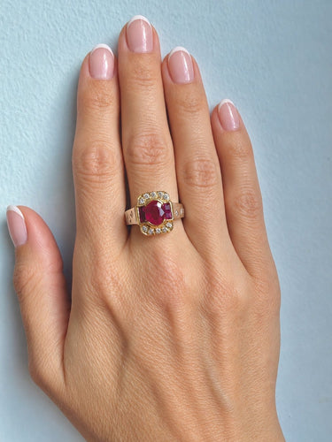 Bague 53.5 Bague en or blanc 18 carats, rubis birman 1,20 ct, diamants, certificat ALGT 58 Facettes Bague 230901