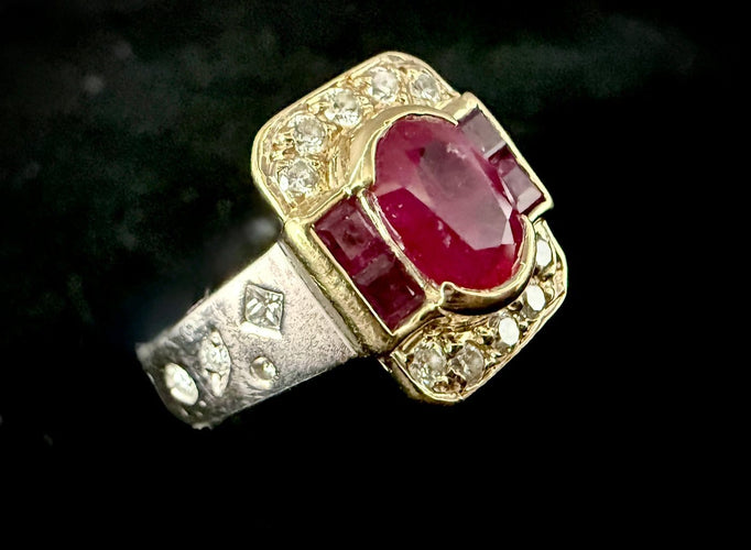 Bague 53.5 Bague en or blanc 18 carats, rubis birman 1,20 ct, diamants, certificat ALGT 58 Facettes Bague 230901