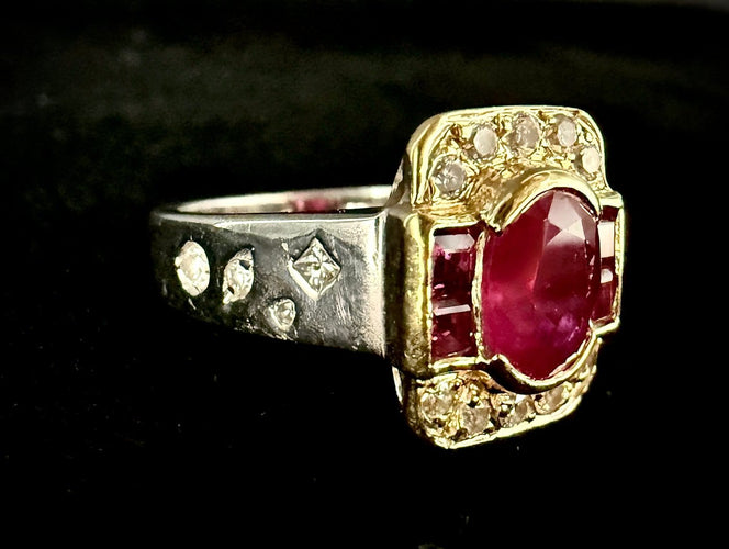 Bague 53.5 Bague en or blanc 18 carats, rubis birman 1,20 ct, diamants, certificat ALGT 58 Facettes Bague 230901