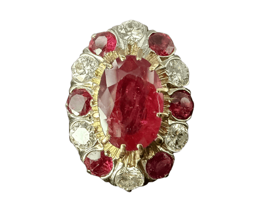 Bague 53 Bague marguerite en or jaune et blanc 18 carats avec rubis naturel certifié ALGT 58 Facettes 230902
