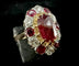 Bague 53 Bague marguerite en or jaune et blanc 18 carats avec rubis naturel certifié ALGT 58 Facettes 230902