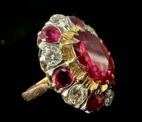 Bague 53 Bague marguerite en or jaune et blanc 18 carats avec rubis naturel certifié ALGT 58 Facettes 230902