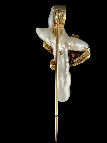 Pendentif Pieper - Pendentif et épingle grenouille en or jaune 18 carats, perle baroque et pierres précieuses 58 Facettes pendentif 230913