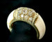 Bague 51 Bague dôme en or jaune 14 carats, corail blanc crème et diamants 58 Facettes bague 230909