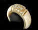 Bague 51 Bague dôme en or jaune 14 carats, corail blanc crème et diamants 58 Facettes bague 230909
