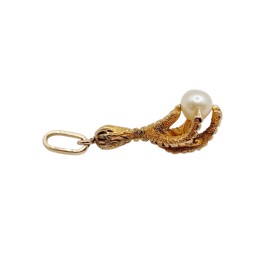 Pendentif Pendentif serre d’aigle en or 18k avec perle, vers 1900 58 Facettes A07802