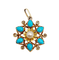 Pendentif Pendentif fleur victorien en or 18k, perle, turquoises et diamants taille rose (vers 1890) 58 Facettes A07506