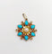 Pendentif Pendentif fleur victorien en or 18k, perle, turquoises et diamants taille rose (vers 1890) 58 Facettes A07506