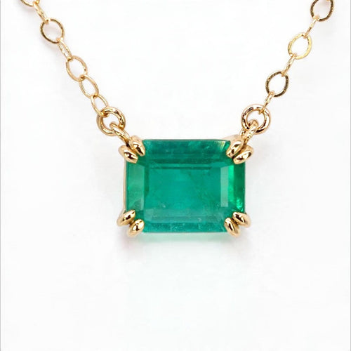 Collier Collier en or jaune 14 carats avec émeraude naturelle certifiée IGI de 1,50 ct 58 Facettes P0015