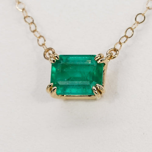 Collier Collier en or jaune 14 carats avec émeraude naturelle certifiée IGI de 1,50 ct 58 Facettes P0015