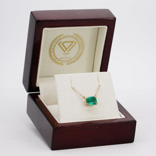 Collier Collier en or jaune 14 carats avec émeraude naturelle certifiée IGI de 1,50 ct 58 Facettes P0015