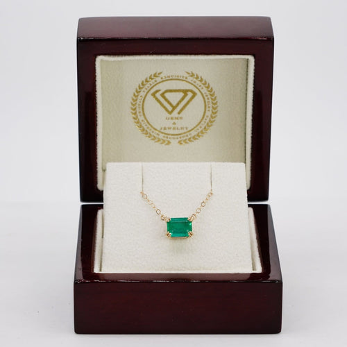Collier Collier en or jaune 14 carats avec émeraude naturelle certifiée IGI de 1,50 ct 58 Facettes P0015
