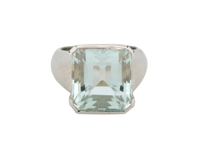 Bague 54 Bague cocktail en or blanc 18k, aigue-marine taille radiant, 13 ct, tour de doigt 54 58 Facettes 277367