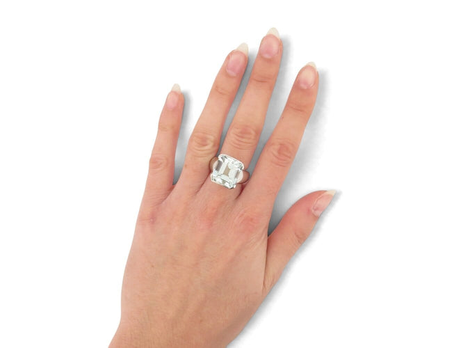 Bague 54 Bague cocktail en or blanc 18k, aigue-marine taille radiant, 13 ct, tour de doigt 54 58 Facettes 277367