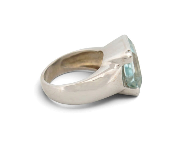 Bague 54 Bague cocktail en or blanc 18k, aigue-marine taille radiant, 13 ct, tour de doigt 54 58 Facettes 277367