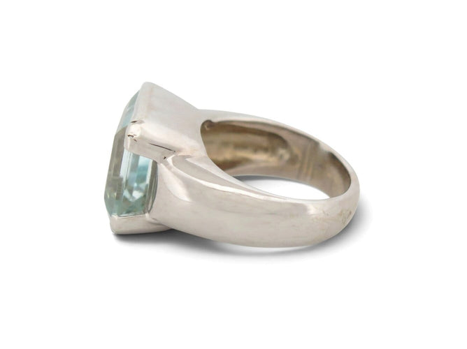 Bague 54 Bague cocktail en or blanc 18k, aigue-marine taille radiant, 13 ct, tour de doigt 54 58 Facettes 277367