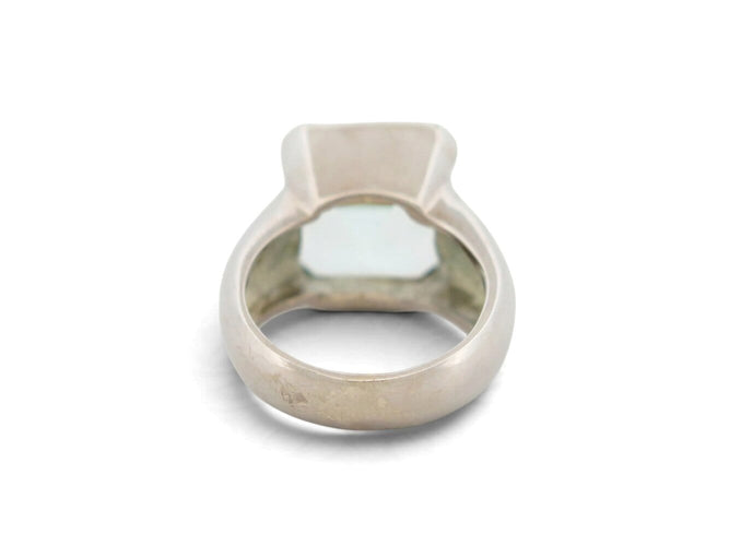 Bague 54 Bague cocktail en or blanc 18k, aigue-marine taille radiant, 13 ct, tour de doigt 54 58 Facettes 277367