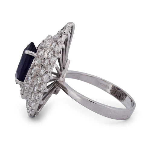 Bague 58 Bague en or blanc 18 kt, saphir taille poire et diamants 58 Facettes AN338 (00329)