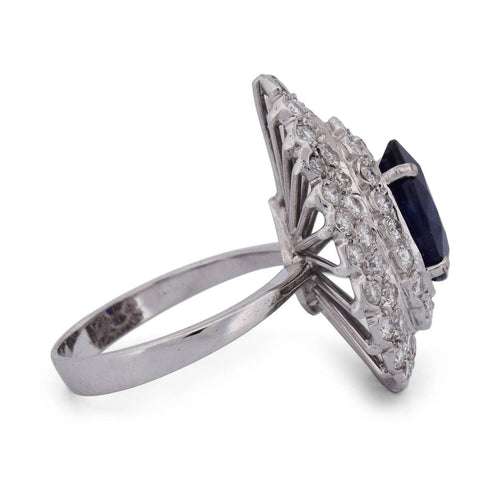 Bague 58 Bague en or blanc 18 kt, saphir taille poire et diamants 58 Facettes AN338 (00329)
