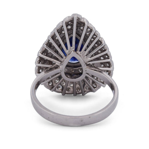 Bague 58 Bague en or blanc 18 kt, saphir taille poire et diamants 58 Facettes AN338 (00329)