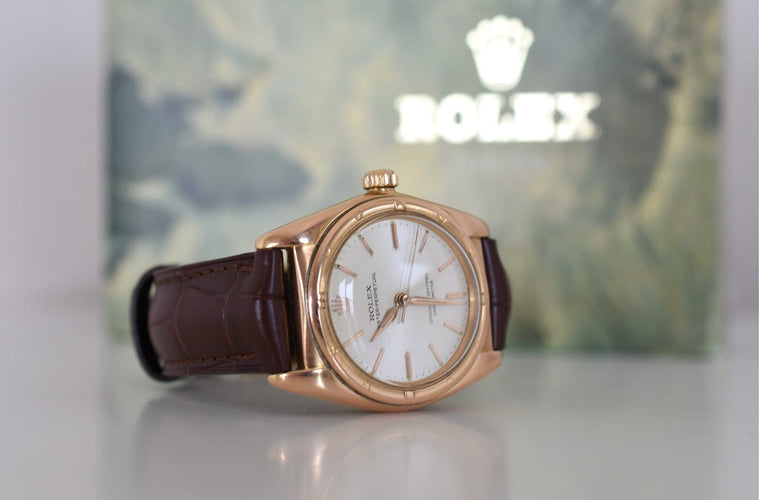 Montre Rolex - Montre « Ovetto » Bubbleback en or rose 18 carats, réf. 3372, vers 1945 58 Facettes RO-900
