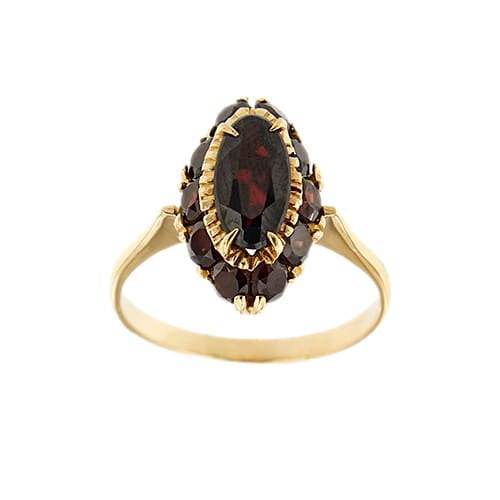 Bague Bague halo en or rose 18 ct avec grenats 58 Facettes 26868