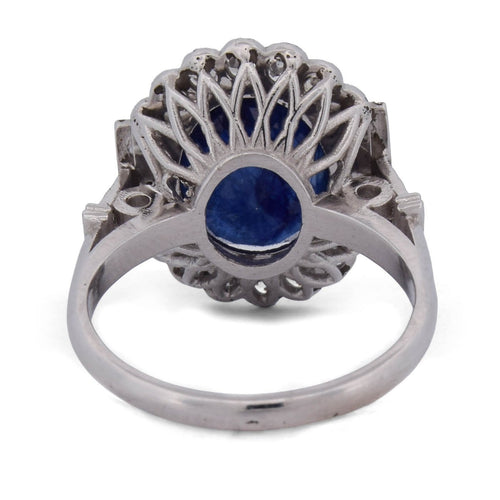 Bague 56 Bague vintage en platine, saphir et diamants 58 Facettes AN p6 (58019)