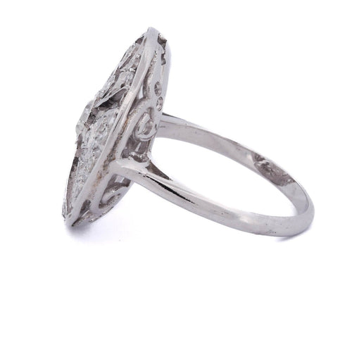 Bague 53 Bague Art déco en or blanc 18 ct et diamants 58 Facettes AN270 (00119)