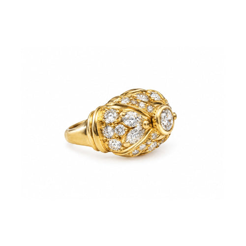 Bague 50.5 Bague dôme en or jaune 18 carats et diamants, 1,10 carat 58 Facettes BD224
