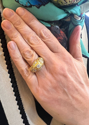 Bague 50.5 Bague dôme en or jaune 18 carats et diamants, 1,10 carat 58 Facettes BD224