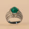 Bague 53 Bague rétro en or blanc 18 carats, émeraude cabochon et diamants 58 Facettes