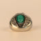Bague 53 Bague rétro en or blanc 18 carats, émeraude cabochon et diamants 58 Facettes