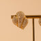 Boucles d'oreilles Boucles d’oreilles rétro en or jaune 18k, feuille pavée de diamants 58 Facettes
