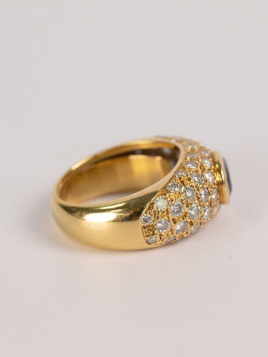 Bague 55 Bague jonc vintage en or jaune, saphir et diamants 58 Facettes