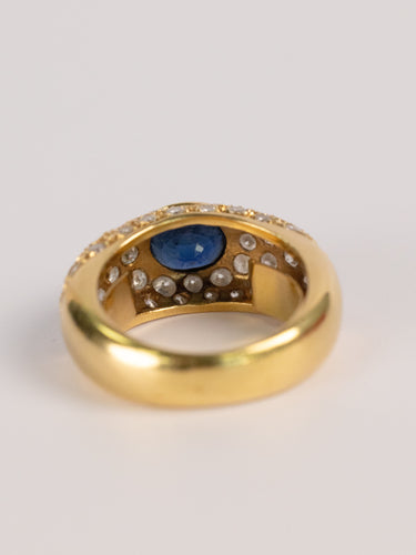 Bague 55 Bague jonc vintage en or jaune, saphir et diamants 58 Facettes