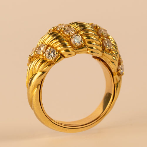 Bague 49 FRED - Bague vintage en or jaune 18 carats et diamants 58 Facettes