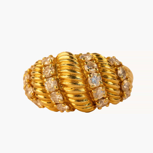 Bague 49 FRED - Bague vintage en or jaune 18 carats et diamants 58 Facettes