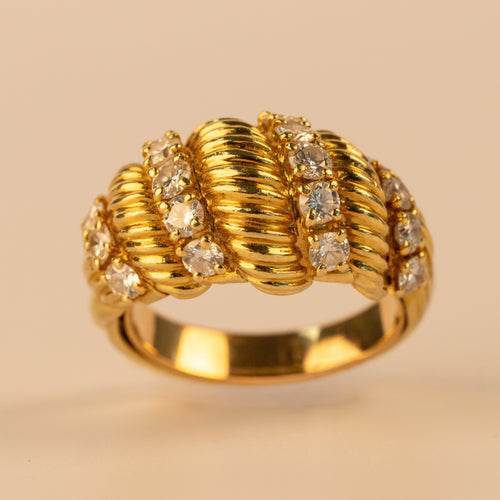 Bague 49 FRED - Bague vintage en or jaune 18 carats et diamants 58 Facettes