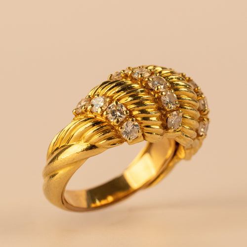 Bague 49 FRED - Bague vintage en or jaune 18 carats et diamants 58 Facettes