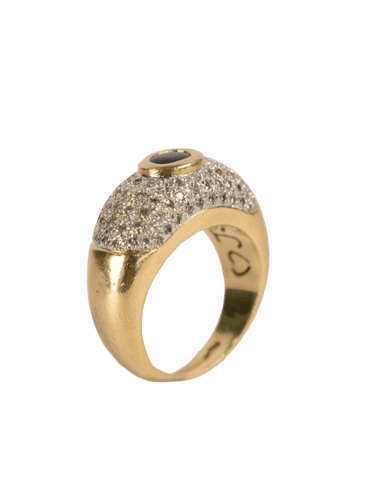 Bague 51 Bague vintage en or jaune 750, saphir et diamants 58 Facettes