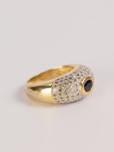 Bague 51 Bague vintage en or jaune 750, saphir et diamants 58 Facettes
