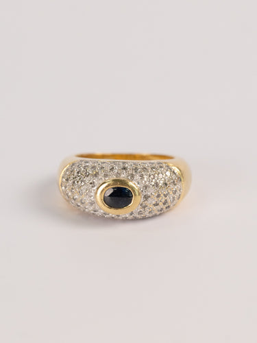 Bague 51 Bague vintage en or jaune 750, saphir et diamants 58 Facettes
